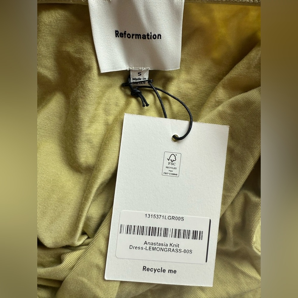 NWT Reformation Anastasia Knit Dress in Lemongrass / Size S - Picture 5 of 5